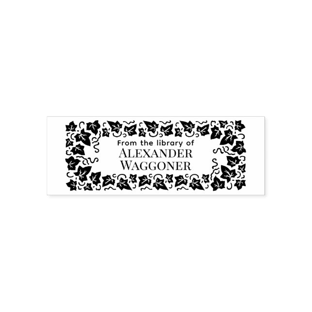 Ivy Blätter Frame "From the library" Buchname Permastempel (Design)
