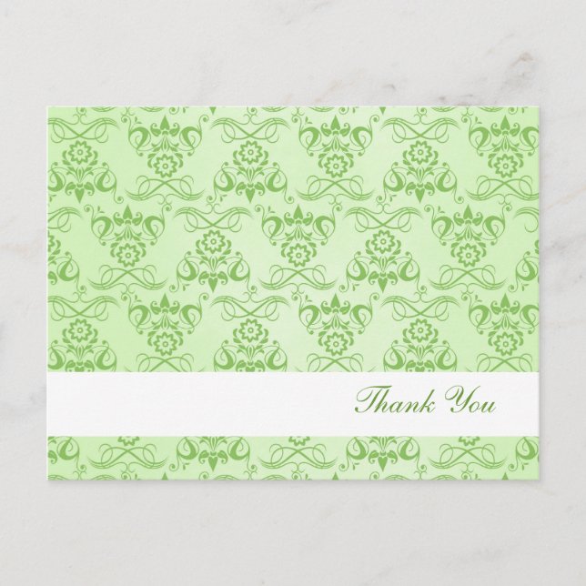 Ivy Green French Damask "Danke" Postkarte (Vorderseite)