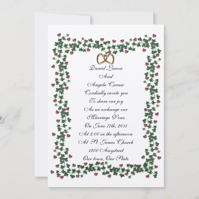 Ivy Grenze Hochzeitsvorlage Einladung (Vorderseite)