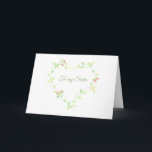 Ivy Heart Sister Birthday Card Karte<br><div class="desc">Dieses zarte Design ist eine herzförmige Efeu-Rebsorte mit rosa Rosenbuden. Sie können die Formulierung auf der Vorderseite und in den Vorlagen ändern. Bitte kontaktieren Sie mich, wenn Sie Hilfe bei der Personalisierung dieses Artikels benötigen. Wenn Ihnen gefällt, was Sie sehen, aber nicht sehen, was Sie gewollt haben, kann ich meine...</div>
