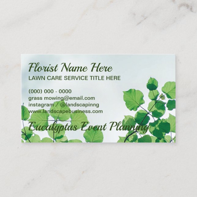 Ivy Leaf Eucalyptus Landscaping Lawn Care Visitenkarte (Rückseite)
