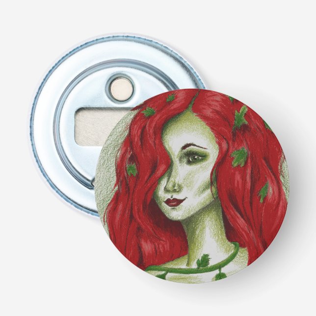 Ivy Nymph Redhead Frau Pixie Fantasy Art Flaschenöffner (Vorderseite)