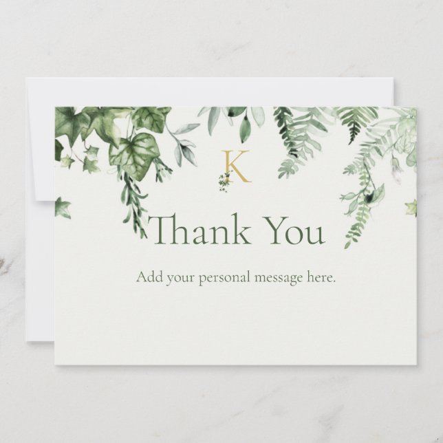 Ivy & Sage Monogram Wedding Dankeskarte (Vorderseite)