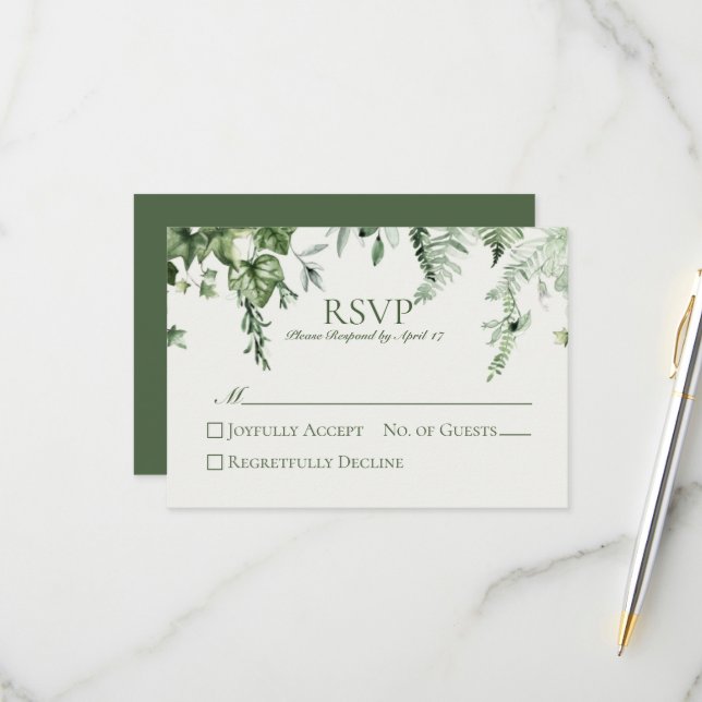 Ivy & Sage Wedding RSVP Karte (Vorderseite/Rückseite Beispiel)