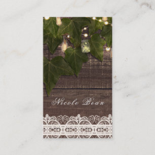 Ivy & String Lights Mason Jar Rustikal Elegante Ch Visitenkarte