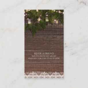 Ivy String Lights Mason Jar Rustikale Vermittlung Empfehlungskarte