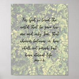 Ivy Verlasse Grünes Muster John 3:16 Bibelkunst Poster