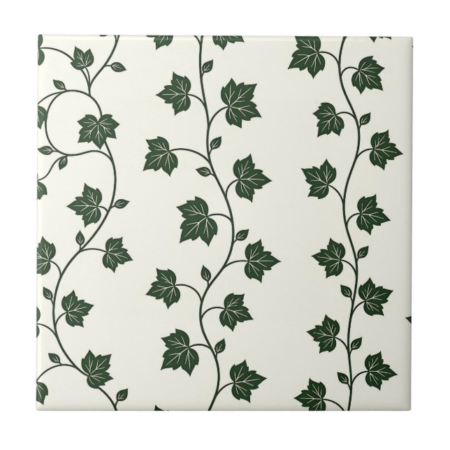 Ivy Vine Seamless Pattern Classic Green Fliese (Vorderseite)