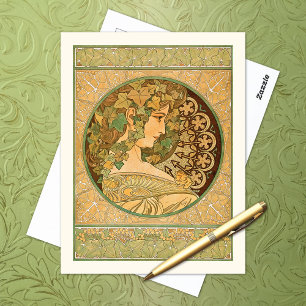 Ivy Vintage-Porträt Alphonse Mucha Postkarte