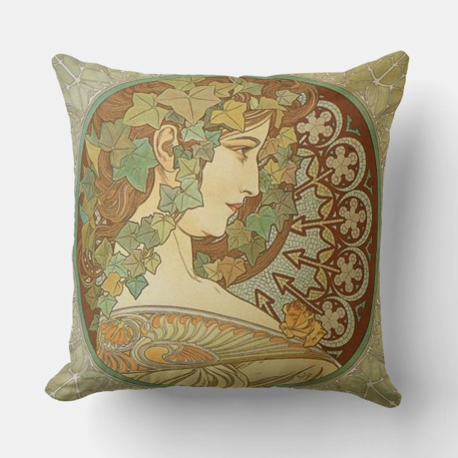 Ivy von Alphonse Mucha Kissen (Vorderseite)