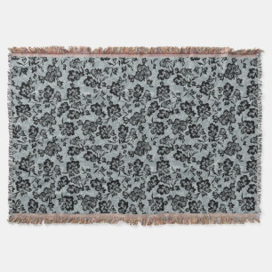 Iwalani Vintag Hawaiian Charcoal Grau Floral Decke