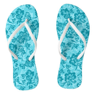 Iwalani Vintag Hawaiian Floral - Aquamarin Flip Flops