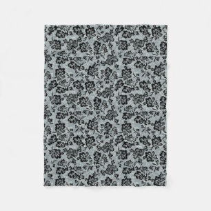 Iwalani Vintage Hawaiian Anthrazitgrau Floral Fleecedecke