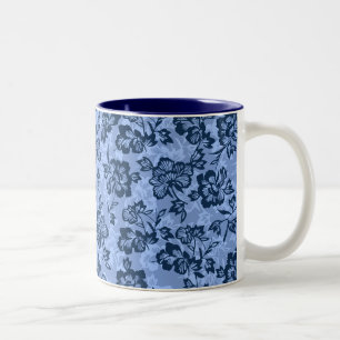 Iwalani Vintage Hawaiian Blaue Blumen Zweifarbige Tasse