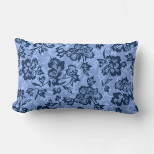 Iwalani Vintage Hawaiianisches Blaues Blumenmuster Lendenkissen