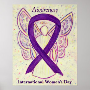 IWD Awareness Ribbon Lila Angel Poster Art Print
