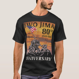 Iwo Jima 80-jähriges Jubiläum Wwii Veteran US Flag T-Shirt