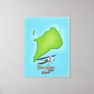 Iwo Jima Japan Inselkarte Leinwanddruck