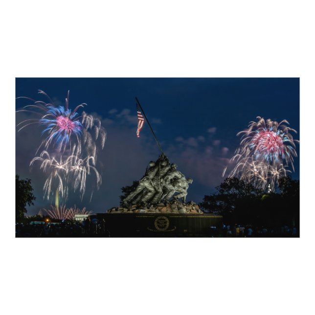 Iwo Jima Memorial Während des Feuerwerks am 4. Jul Fotodruck (Vorne)