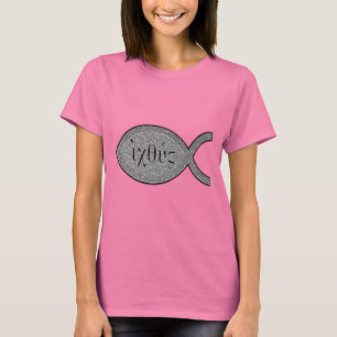 IXOYE christliches Fisch-Symbol - Steineffekt T-Shirt