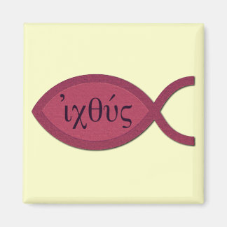 IXOYE Christliches Fischsymbol - Rotes Pergament Magnet