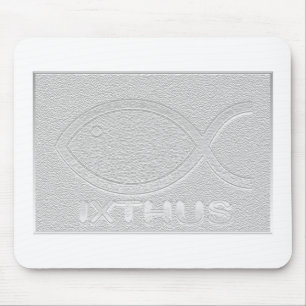 IXTHUS christliches Fisch-Symbol - Silber Mousepad
