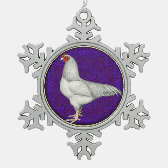 Ixworth Rooster Schneeflocken Zinn-Ornament (Vorderseite)