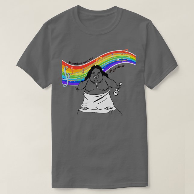 IZ Kamakawiwoole irgendwo über dem Regenbogen T-Shirt (Design vorne)