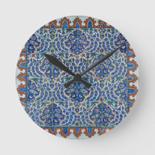 Iznik ethnische Stammes- türkische Mosaik-mit Runde Wanduhr