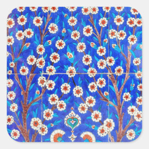 Iznik-Fliese Quadratischer Aufkleber