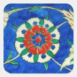 Iznik-Fliese Quadratischer Aufkleber