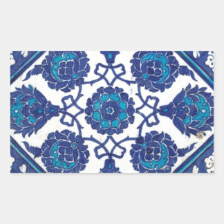 Iznik Floral Ethnic Tribal Türkische Mosaik-Töpfer Rechteckiger Aufkleber