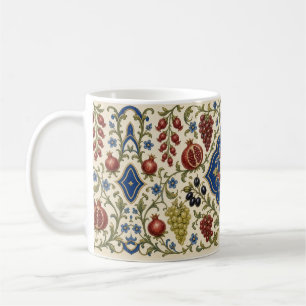 Iznik Granatapfel-Medaillon-Tasse – Blau & Creme O Kaffeetasse