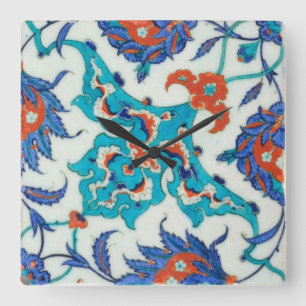 Iznik-Keramik Quadratische Wanduhr