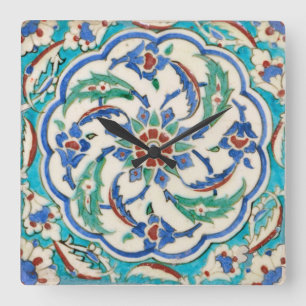 Iznik-Keramik Quadratische Wanduhr