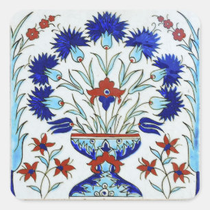 Iznik Keramikaufkleber Quadratischer Aufkleber