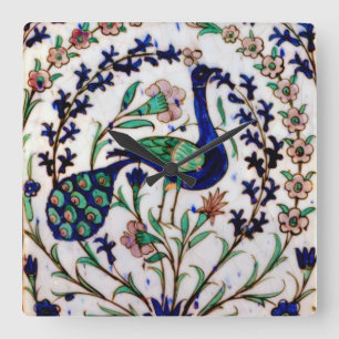 Iznik Pfauenhalle Quadratische Wanduhr