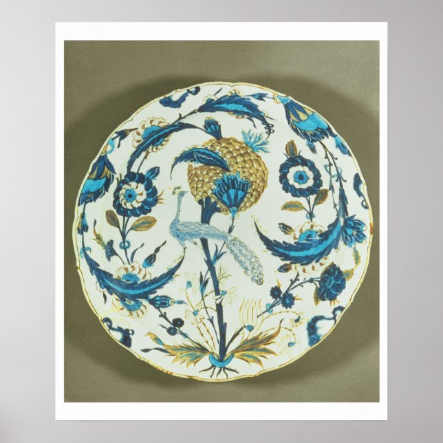 Iznik-Schale mit einem Pfau unter fl Poster (Vorne)
