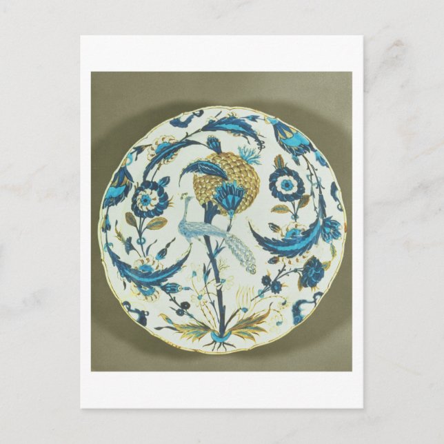 Iznik-Schale mit einem Pfau unter fl Postkarte (Vorderseite)