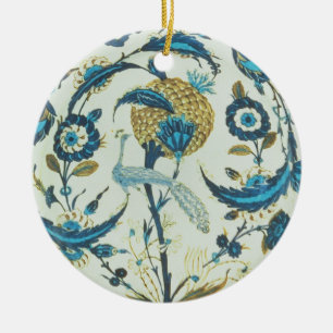 Iznik Teller, der mit einem Pfau gemalt wurde, Keramikornament