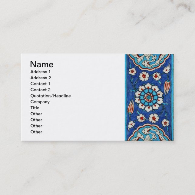 iznik tile Business Card Visitenkarte (Vorderseite)