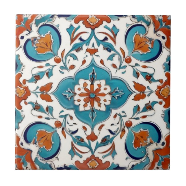 Iznik Türkisch Classic Blütenrot Türkis Blau Fliese (Vorderseite)