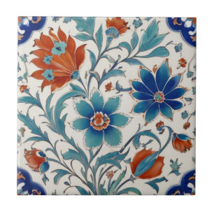 Iznik Türkisch Osmanisch Florales Blau & Rote Blum Fliese