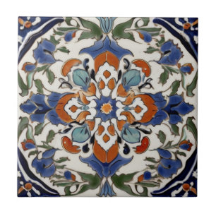 Iznik Türkisch Vintag Orange Blue Green Abstrakt Fliese