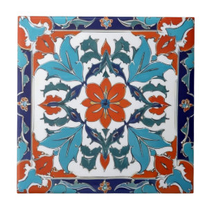 Iznik Türkische Blume Orange Red Blue White Floral Fliese