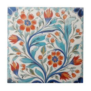 Iznik Türkisches Florales Grün Blau Orange Rot Blu Fliese