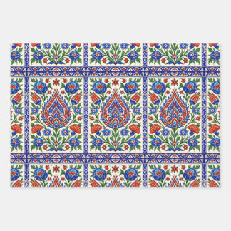 Iznik - Türkisches osmanisches Muster mit Blumen T Geschenkpapier Set