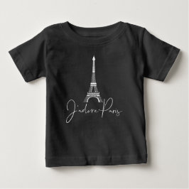 J' adore Paris Eiffel Tower Niedlich Black Baby T-shirt