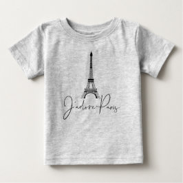 J' adore Paris Eiffel Tower Niedlich Gray Baby T-shirt