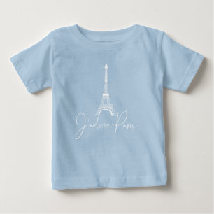 J' adore Paris Eiffelturm Cute Blau Baby T-shirt